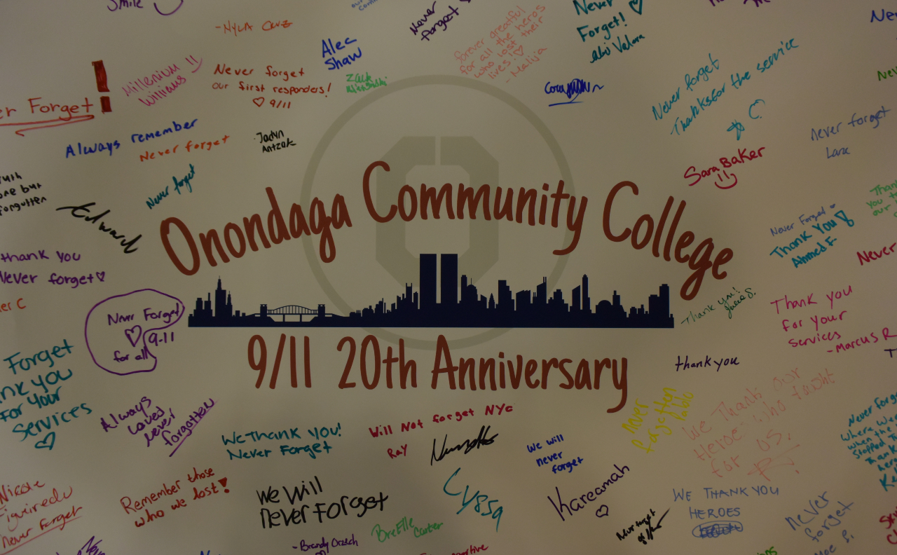 Students signed remembrance banners on campus.