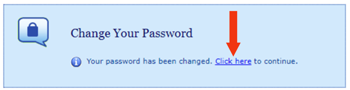 "Change Your Password" Confirmation Screen
